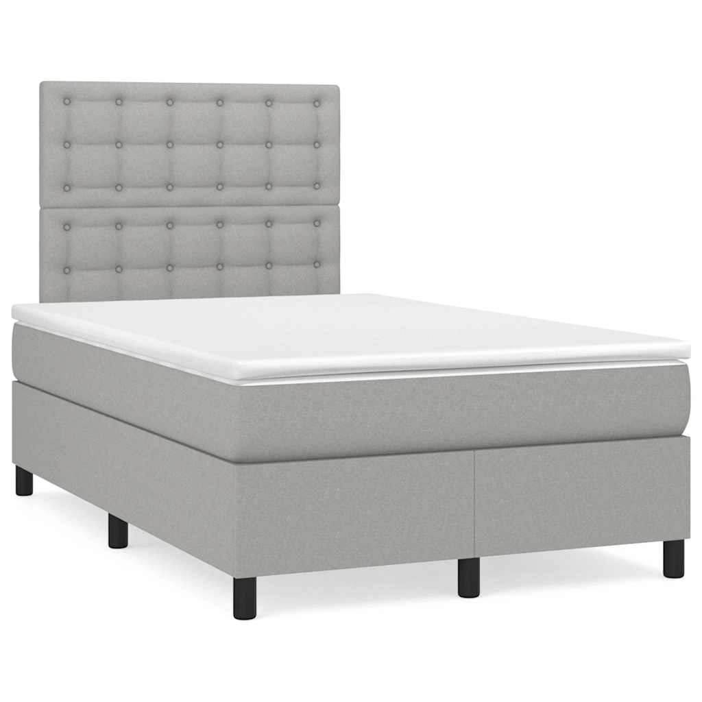 Boxspring met matras stof lichtgrijs 120x190 cm – afbeelding 1