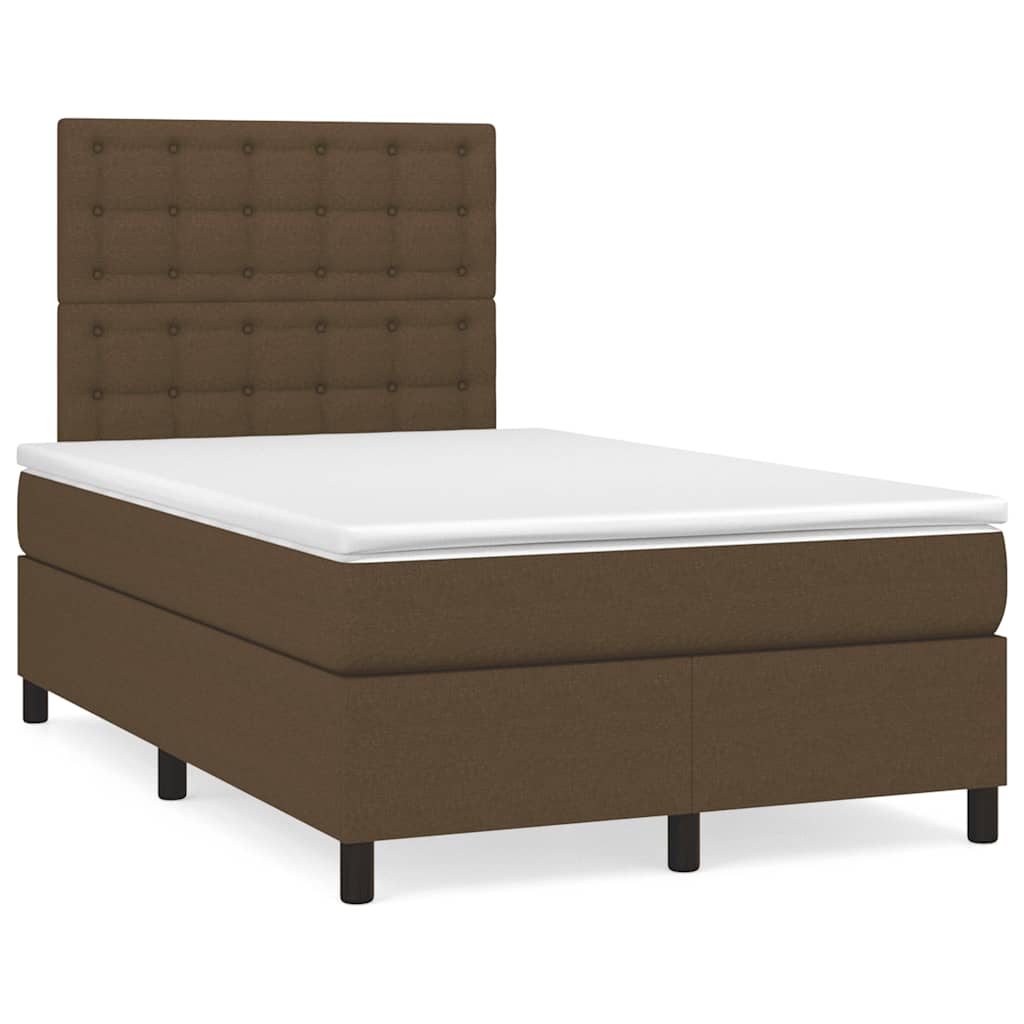 Boxspring met matras stof donkerbruin 120x190 cm – afbeelding 1
