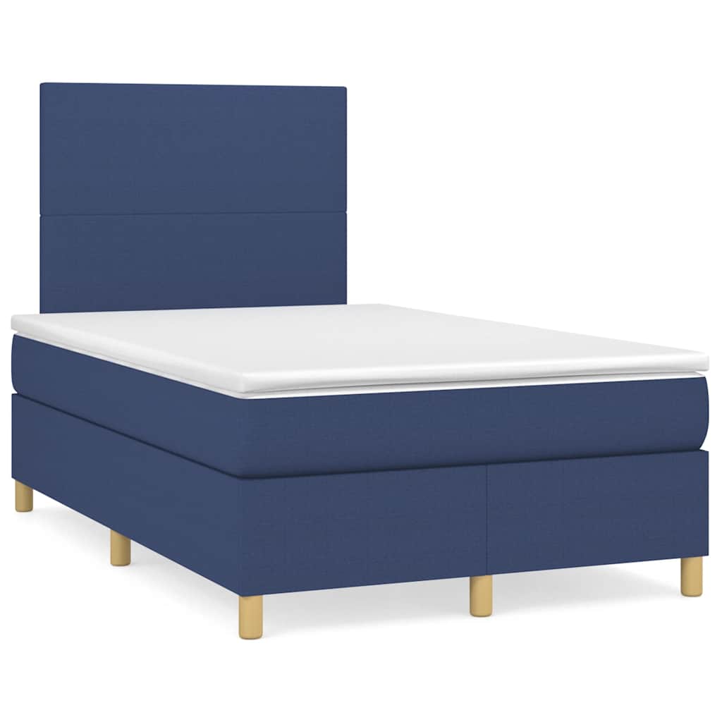 Boxspring met matras stof blauw 120x190 cm – afbeelding 1
