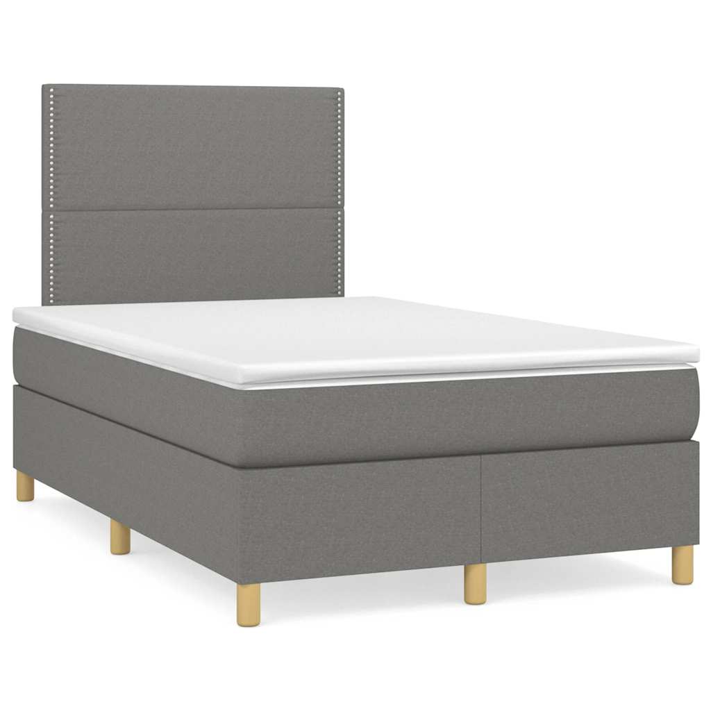 Boxspring met matras stof donkergrijs 120x190 cm – afbeelding 1