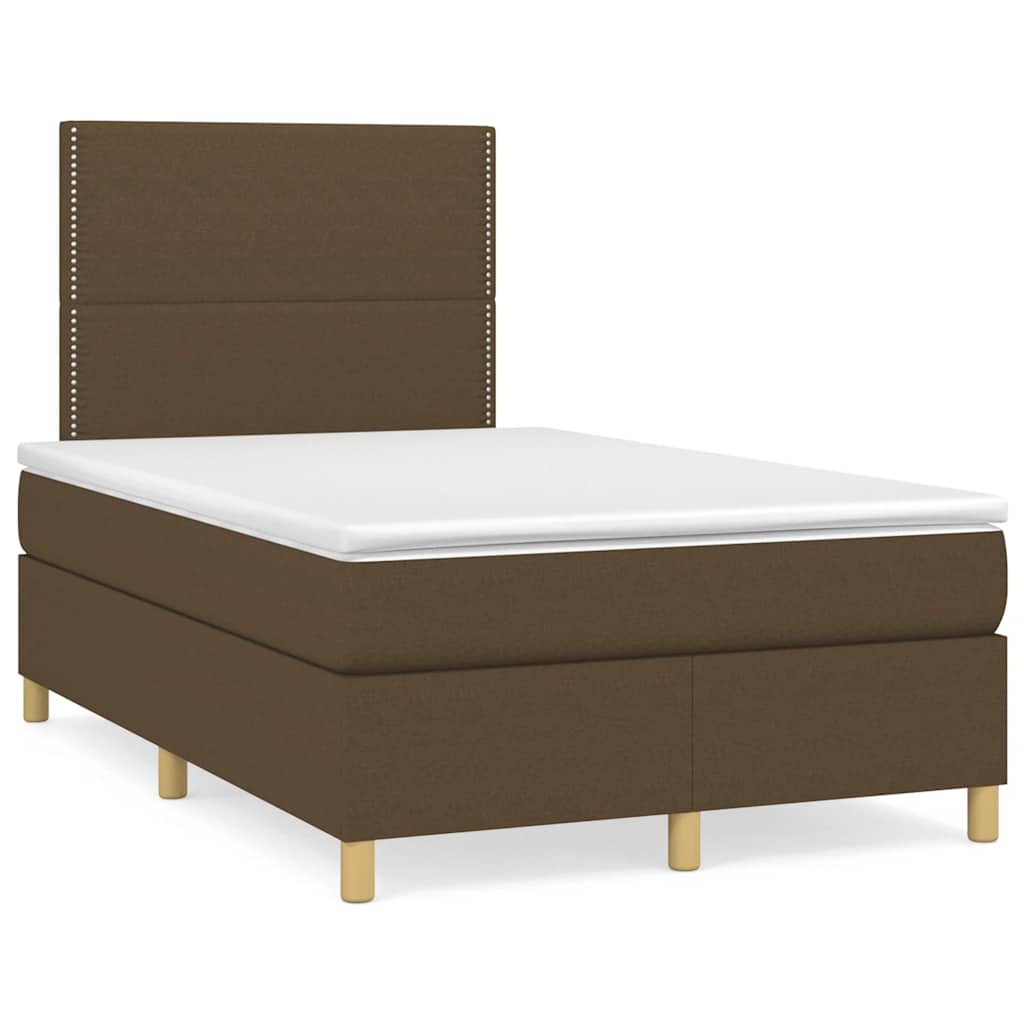 Boxspring met matras stof donkerbruin 120x190 cm – afbeelding 1