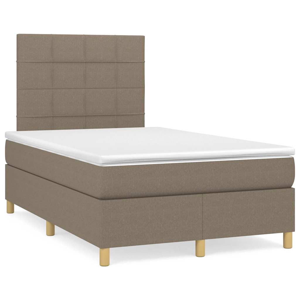 Boxspring met matras stof taupe 120x190 cm – afbeelding 1