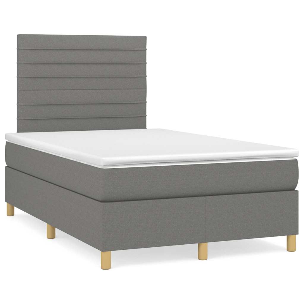 Boxspring met matras stof donkergrijs 120x190 cm – afbeelding 1