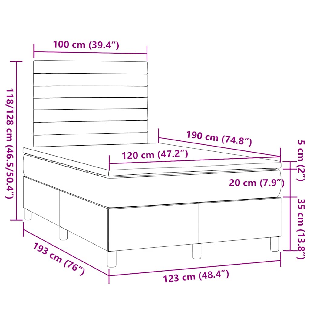 Boxspring met matras stof taupe 120x190 cm – afbeelding 9