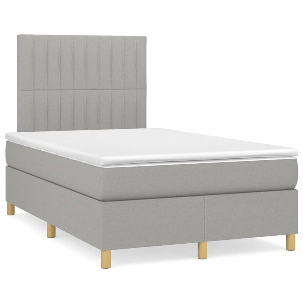 Boxspring met matras stof lichtgrijs 120x190 cm – afbeelding 1