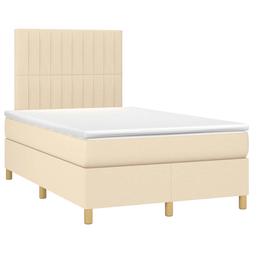 Boxspring met matras stof crèmekleurig 120x190 cm – afbeelding 2