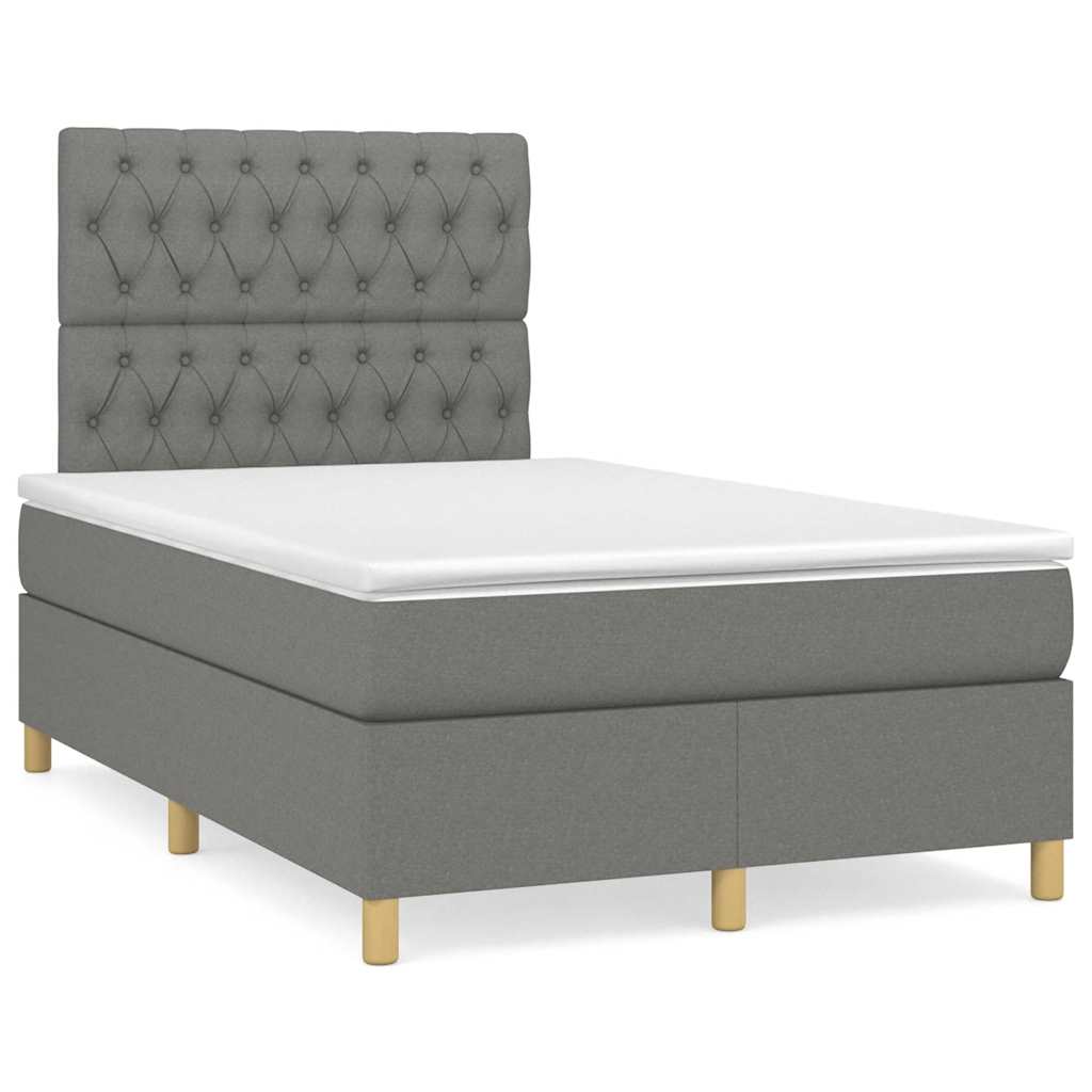 Boxspring met matras stof donkergrijs 120x190 cm – afbeelding 1