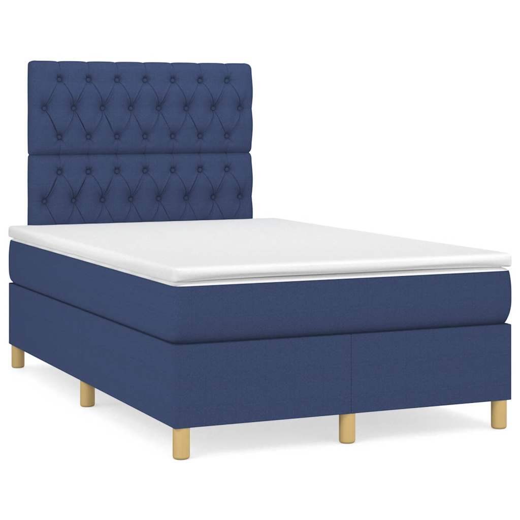 Boxspring met matras stof blauw 120x190 cm – afbeelding 1
