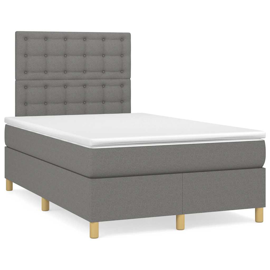 Boxspring met matras stof donkergrijs 120x190 cm – afbeelding 1