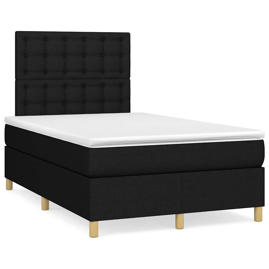 Boxspring met matras stof zwart 120x190 cm – afbeelding 1