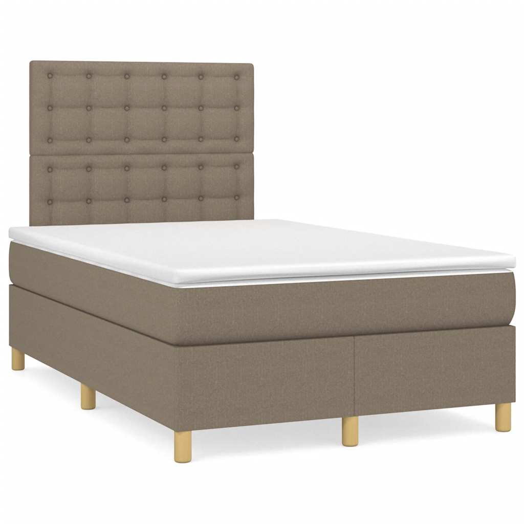 Boxspring met matras stof taupe 120x190 cm – afbeelding 1