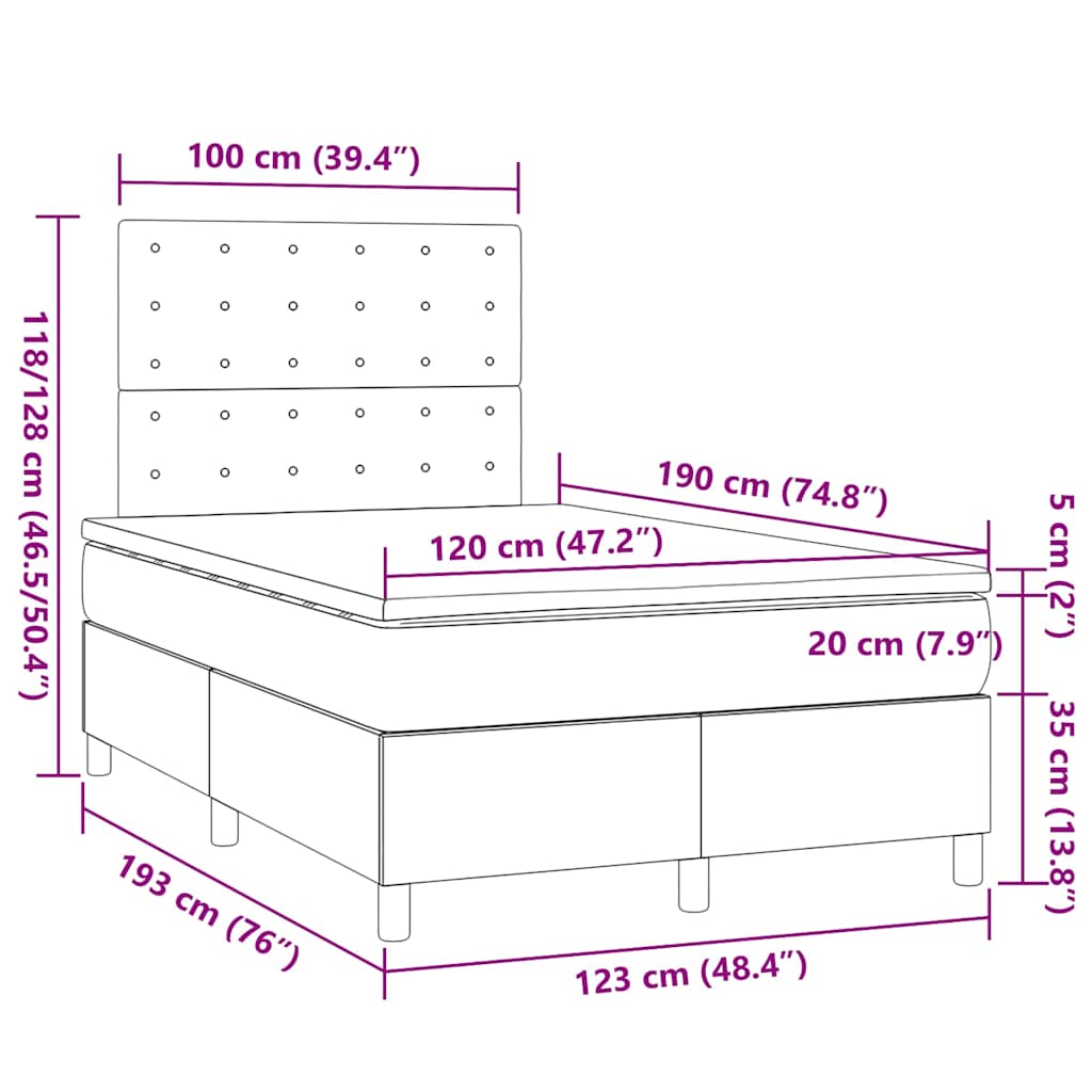 Boxspring met matras stof crèmekleurig 120x190 cm – afbeelding 9