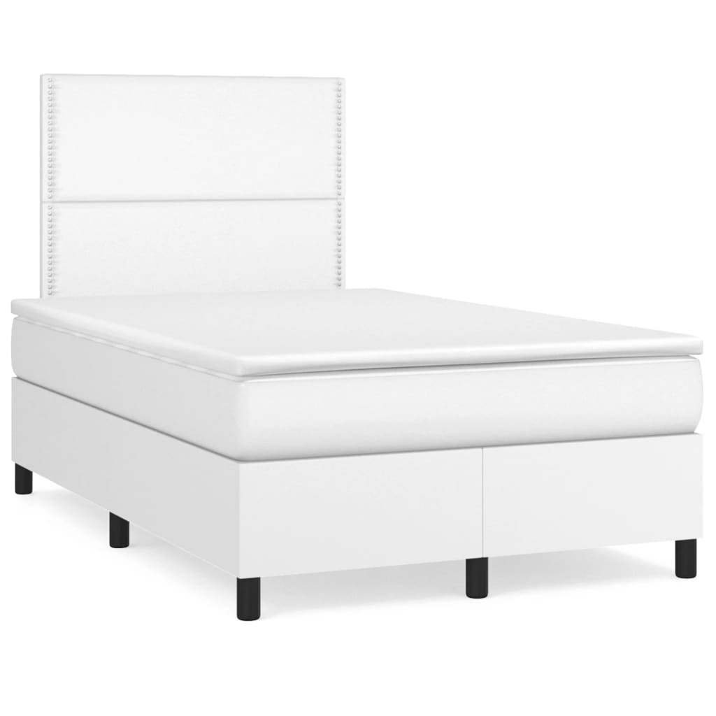 Boxspring met matras kunstleer wit 120x190 cm – afbeelding 1