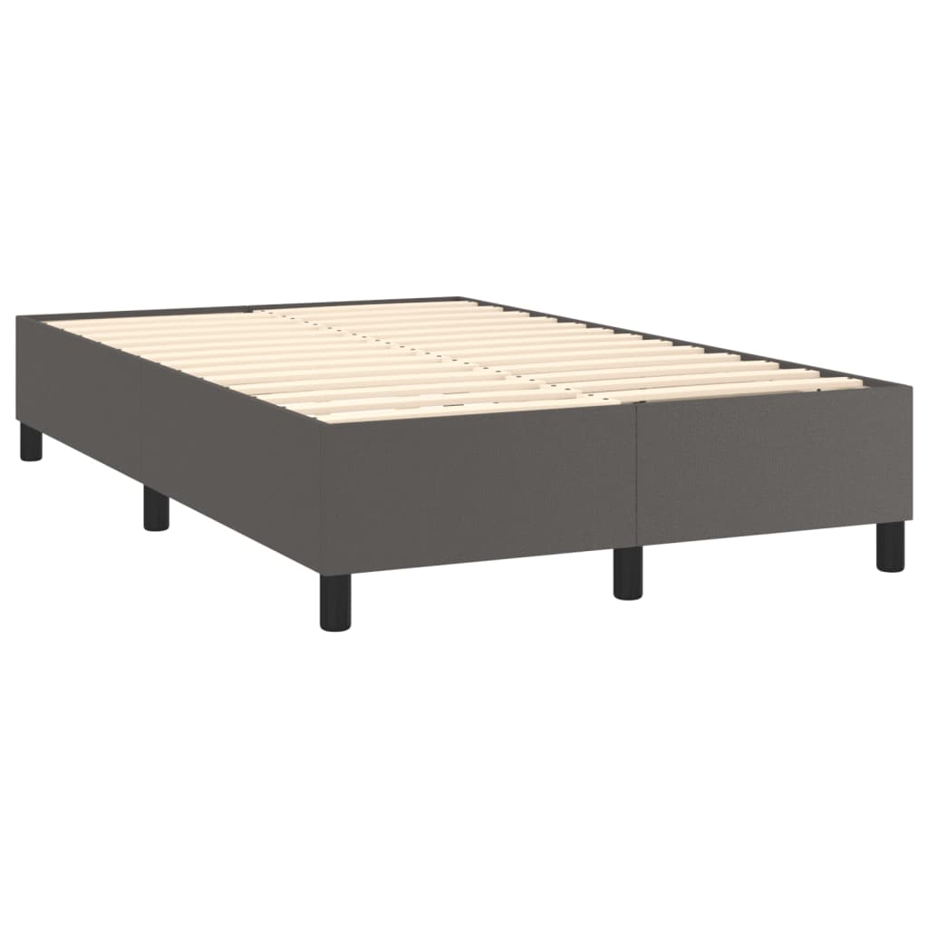 Boxspring met matras kunstleer grijs 120x190 cm – afbeelding 4