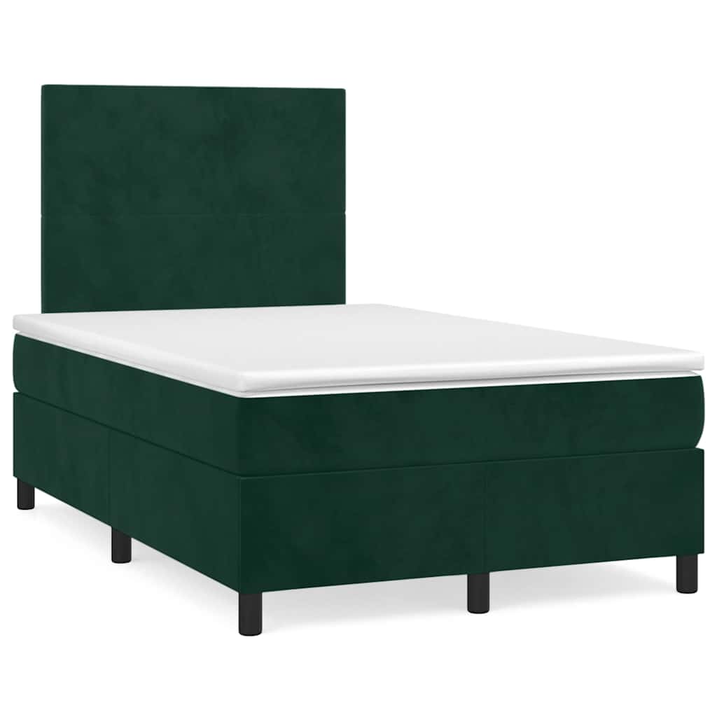 Boxspring met matras fluweel donkergroen 120x190 cm – afbeelding 1