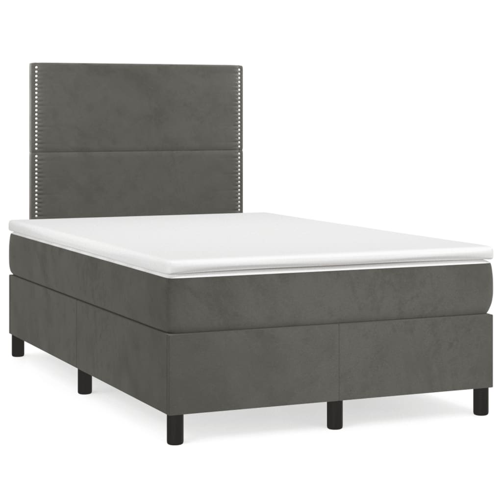 Boxspring met matras fluweel donkergrijs 120x190 cm – afbeelding 1