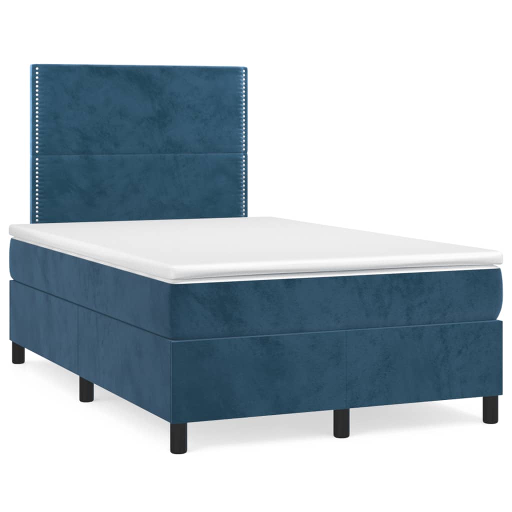 Boxspring met matras fluweel donkerblauw 120x190 cm – afbeelding 1