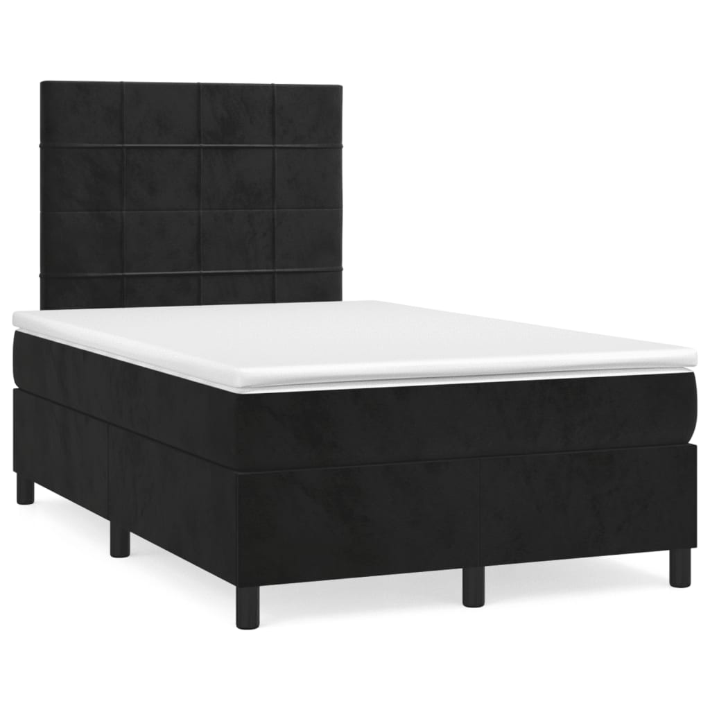 Boxspring met matras fluweel zwart 120x190 cm – afbeelding 1