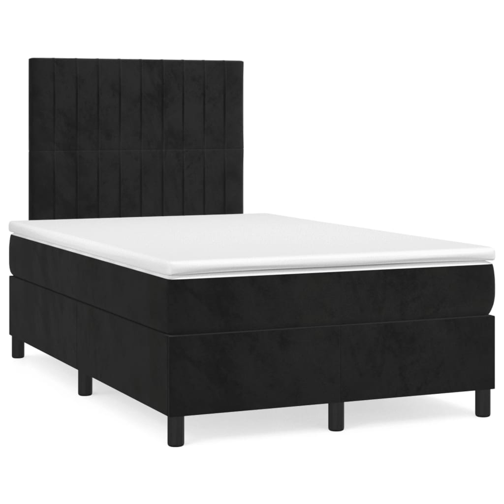 Boxspring met matras fluweel zwart 120x190 cm – afbeelding 1