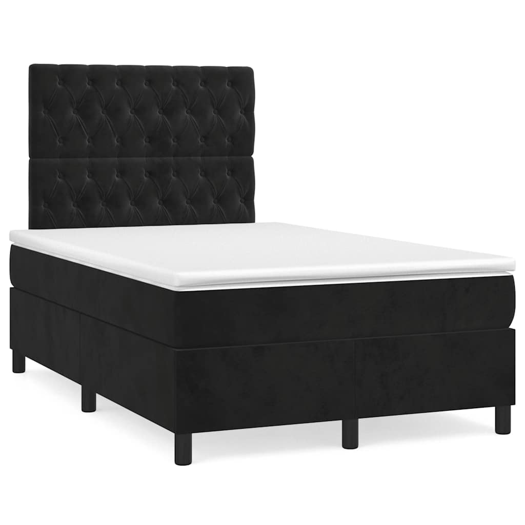 Boxspring met matras fluweel zwart 120x190 cm – afbeelding 1
