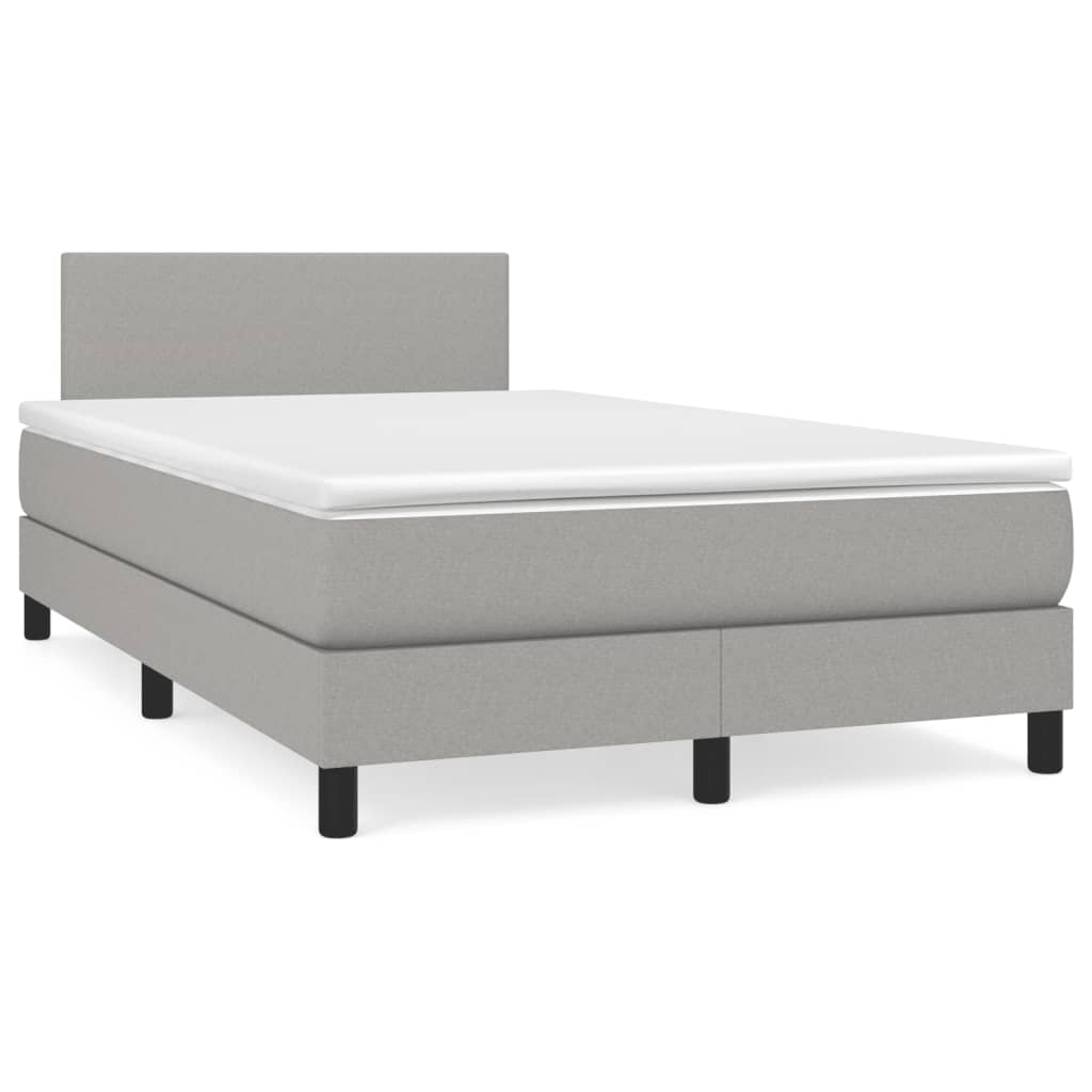 Boxspring met matras en LED stof lichtgrijs 120x190 cm – afbeelding 1