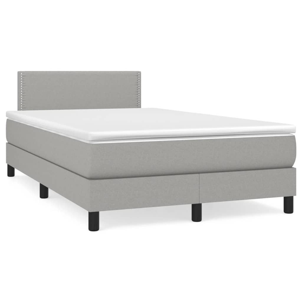 Boxspring met matras en LED stof lichtgrijs 120x190 cm – afbeelding 1