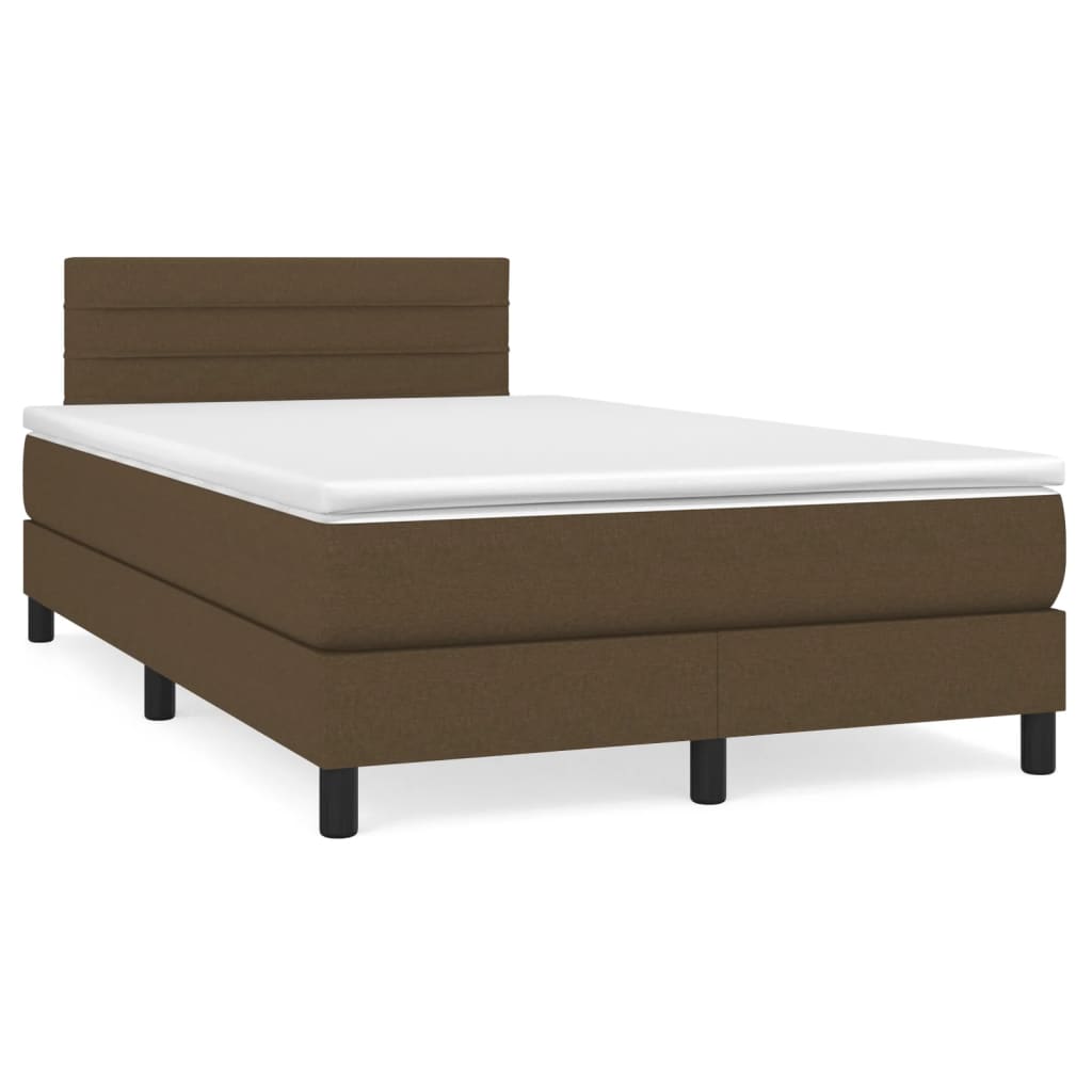 Boxspring met matras en LED stof donkerbruin 120x190 cm – afbeelding 1