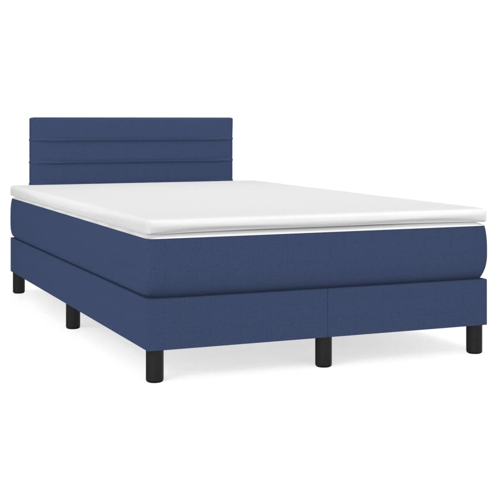 Boxspring met matras en LED stof blauw 120x190 cm – afbeelding 1