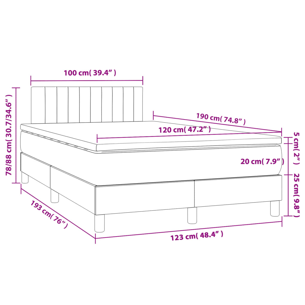Boxspring met matras en LED stof crèmekleurig 120x190 cm – afbeelding 11