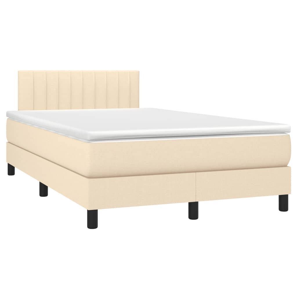 Boxspring met matras en LED stof crèmekleurig 120x190 cm – afbeelding 3