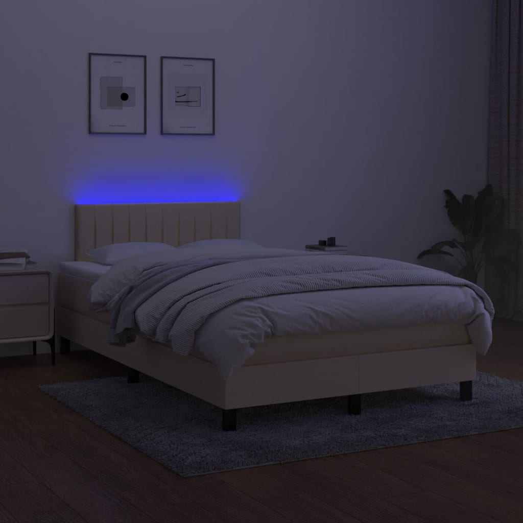 Boxspring met matras en LED stof crèmekleurig 120x190 cm – afbeelding 4