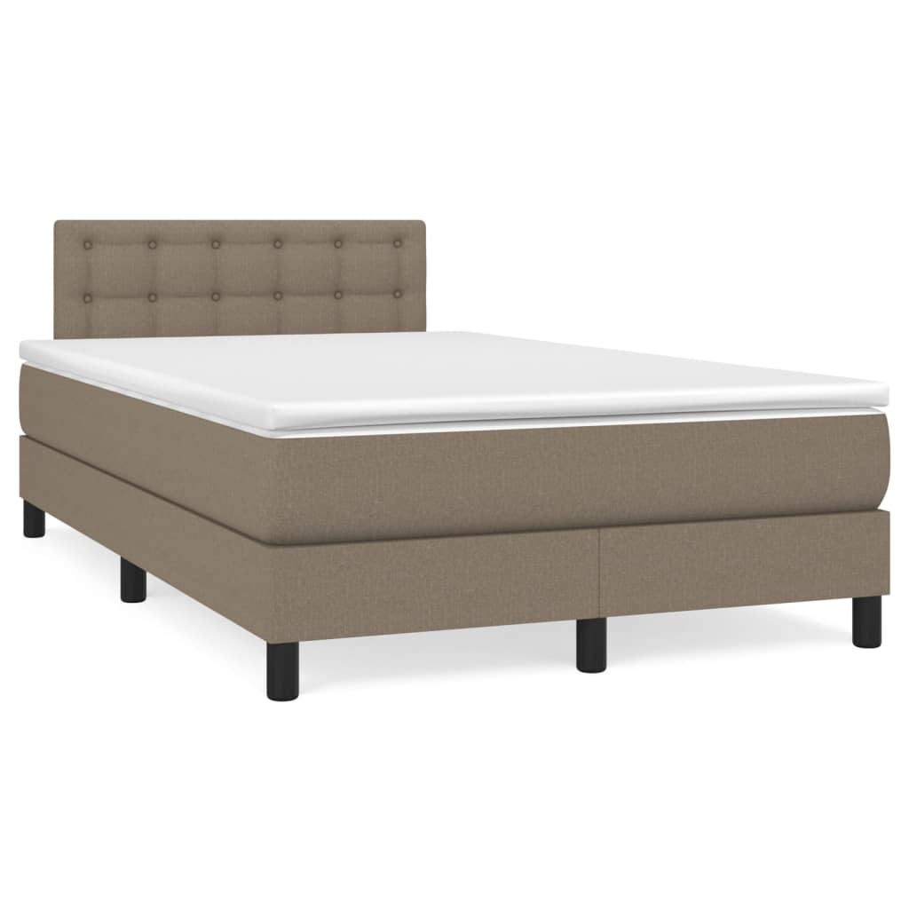Boxspring met matras en LED stof taupe 120x190 cm – afbeelding 1
