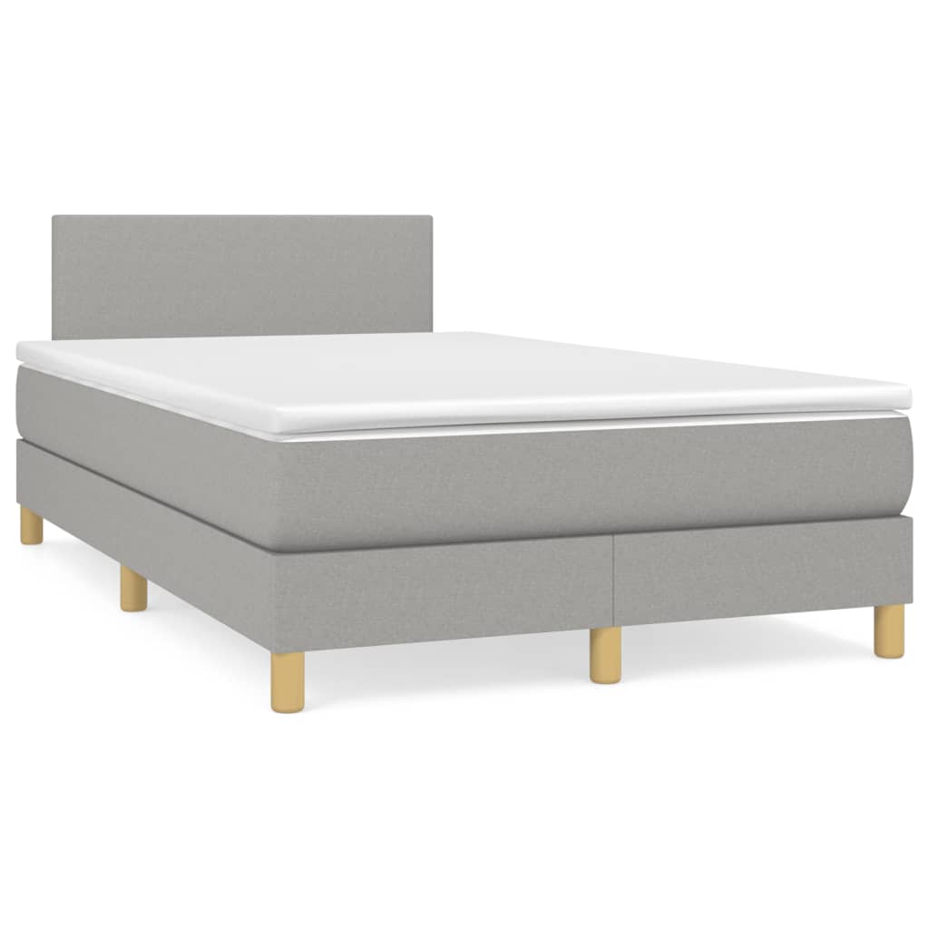 Boxspring met matras en LED stof lichtgrijs 120x190 cm – afbeelding 1
