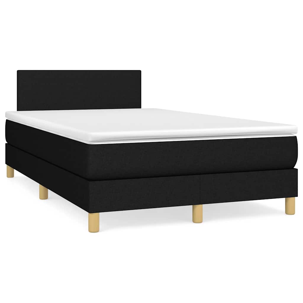 Boxspring met matras en LED stof zwart 120x190 cm – afbeelding 1