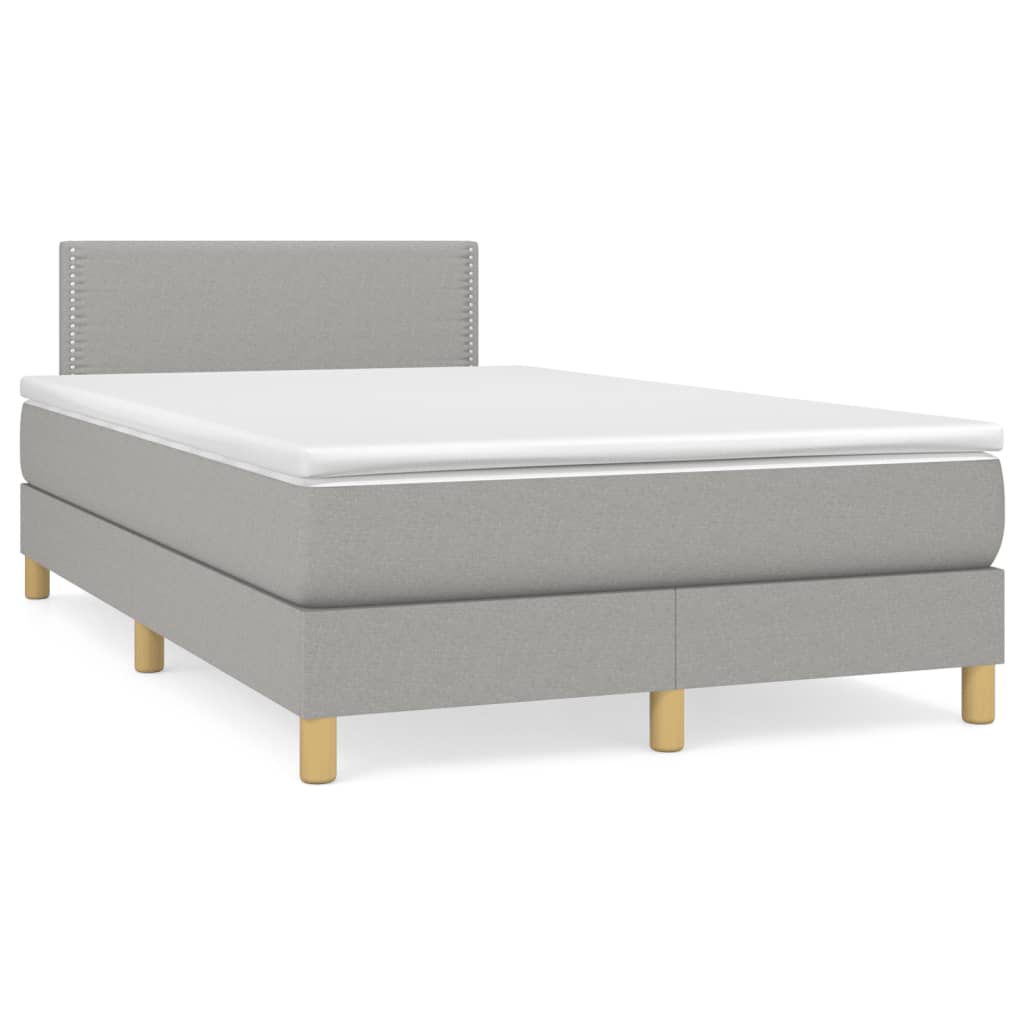 Boxspring met matras en LED stof lichtgrijs 120x190 cm – afbeelding 1