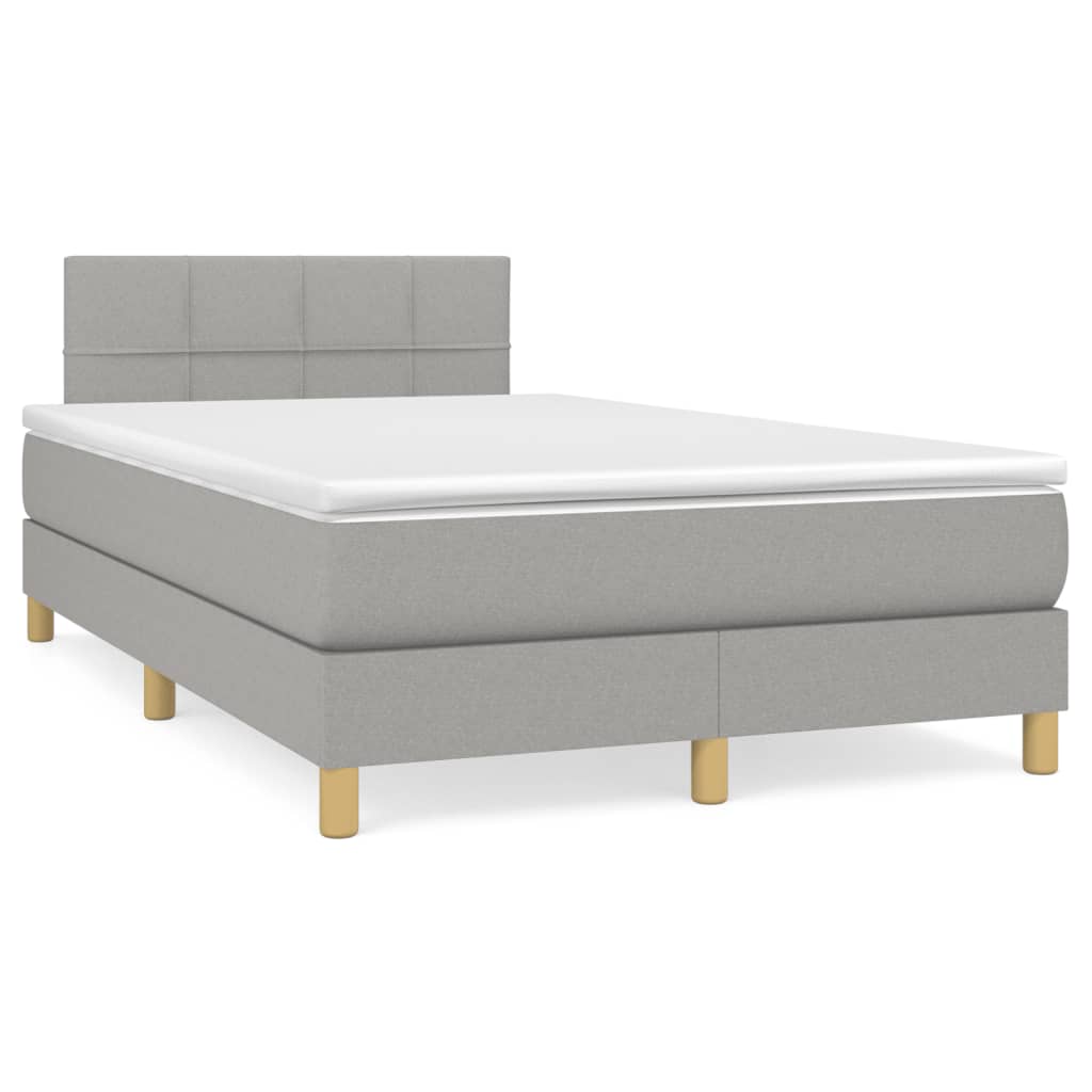 Boxspring met matras en LED stof lichtgrijs 120x190 cm – afbeelding 1