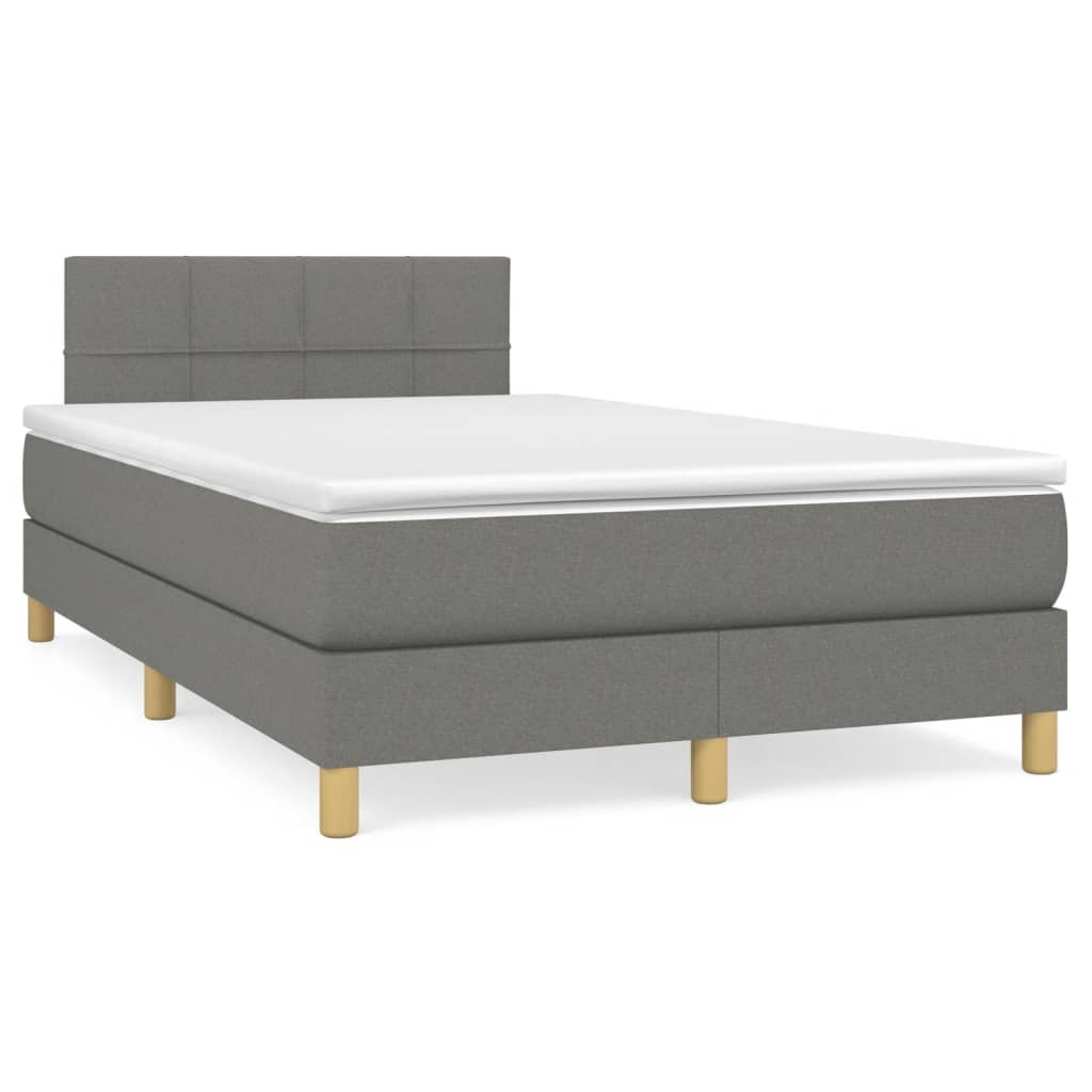 Boxspring met matras en LED stof donkergrijs 120x190 cm – afbeelding 1