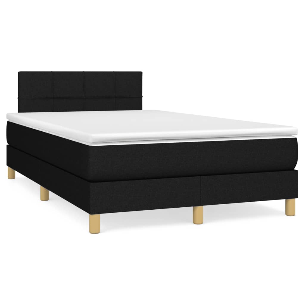 Boxspring met matras en LED stof zwart 120x190 cm – afbeelding 1