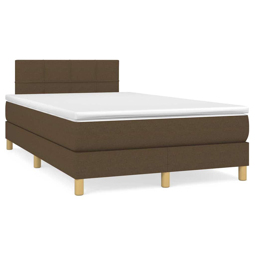 Boxspring met matras en LED stof donkerbruin 120x190 cm – afbeelding 1
