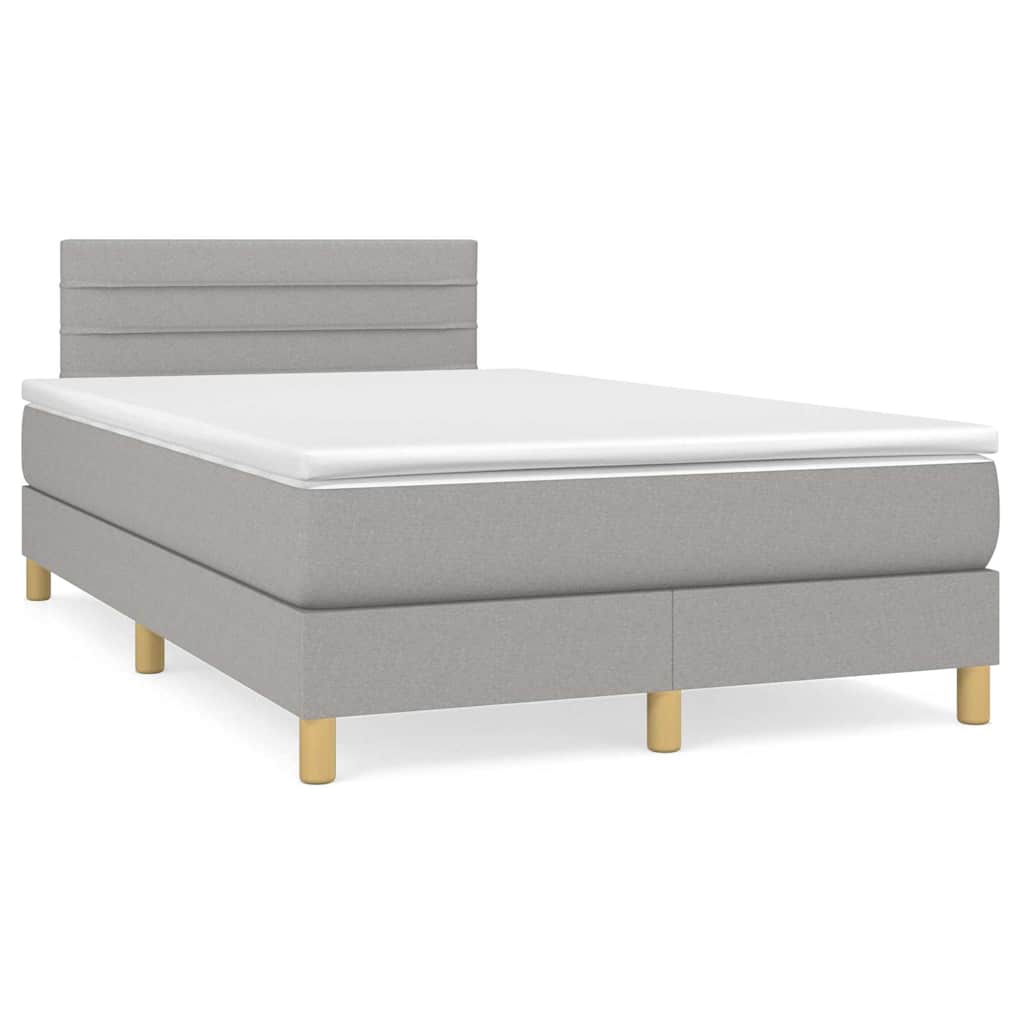 Boxspring met matras en LED stof lichtgrijs 120x190 cm – afbeelding 1