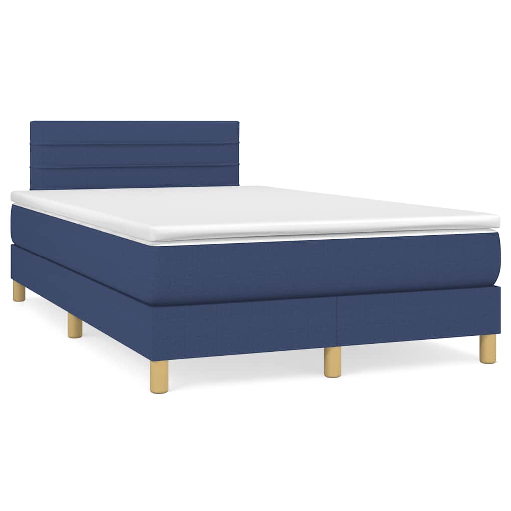 Boxspring met matras en LED stof blauw 120x190 cm – afbeelding 1