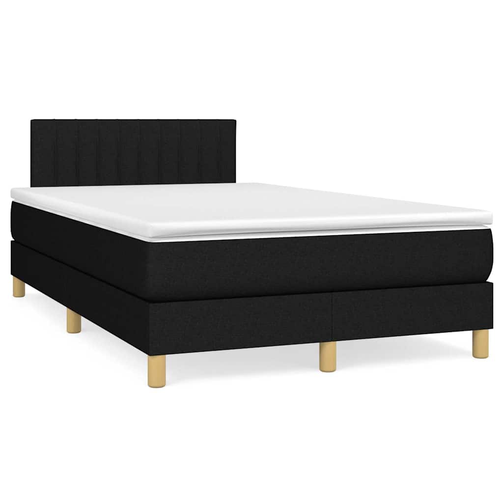 Boxspring met matras en LED stof zwart 120x190 cm – afbeelding 1