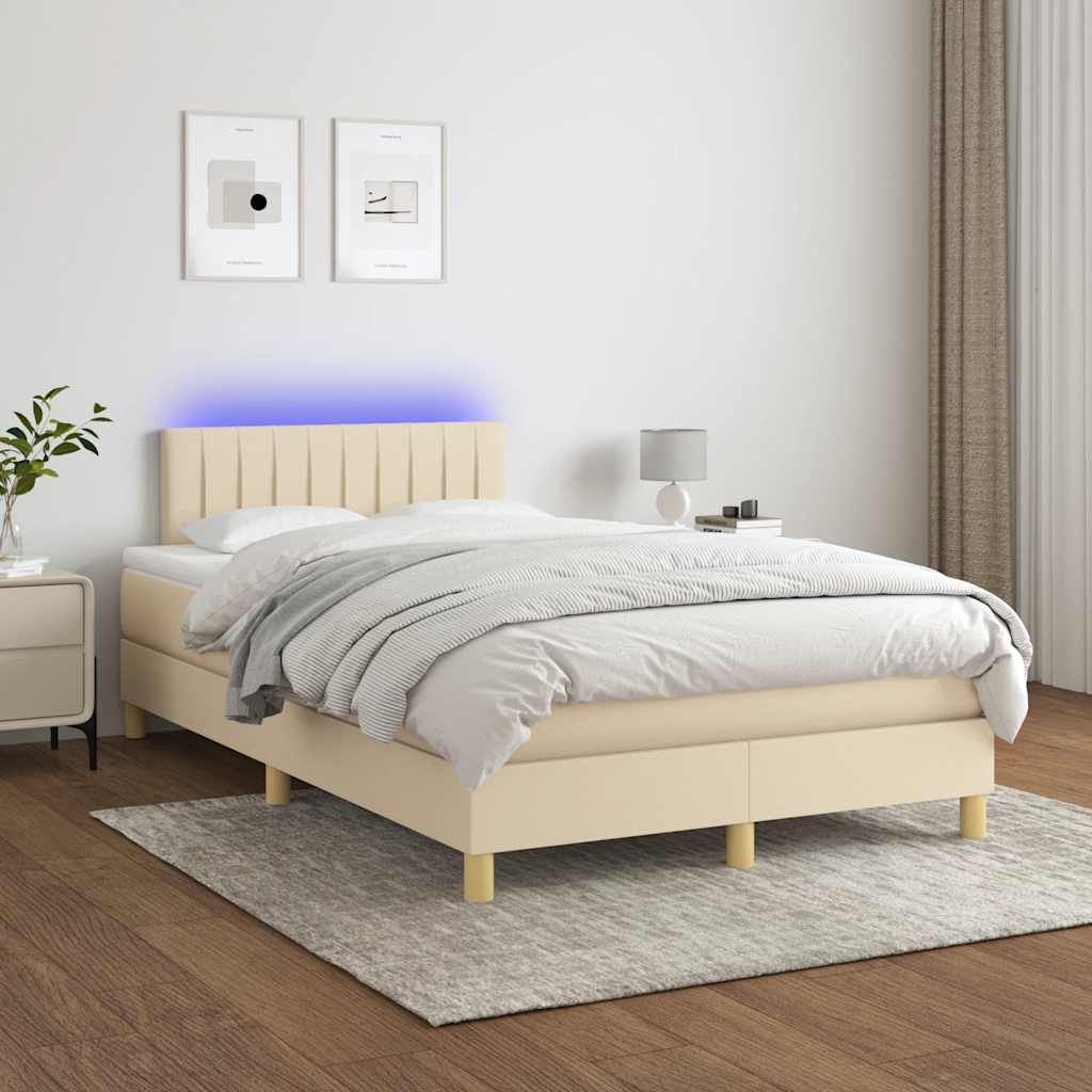 Boxspring met matras en LED stof crèmekleurig 120x190 cm – afbeelding 4