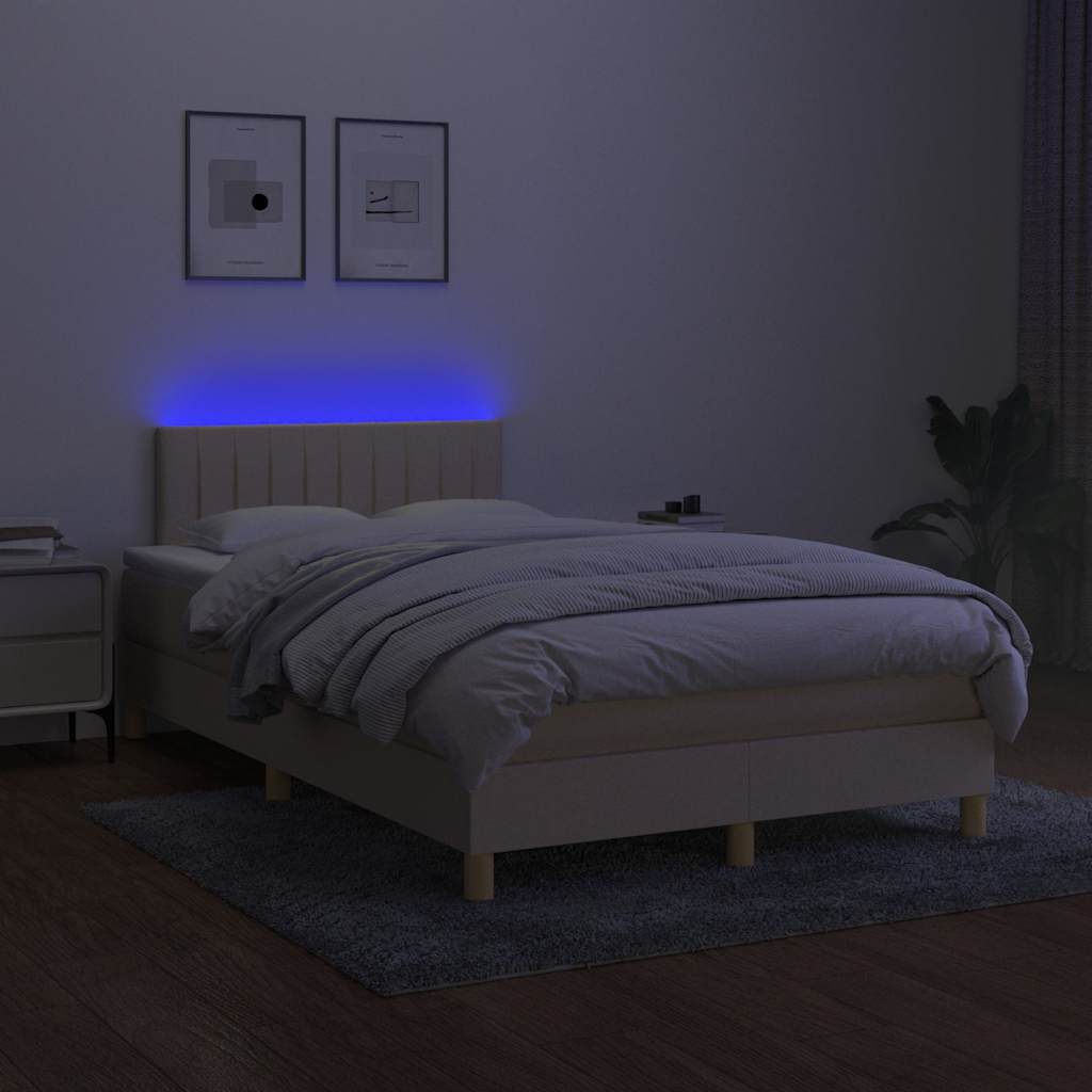 Boxspring met matras en LED stof crèmekleurig 120x190 cm – afbeelding 5