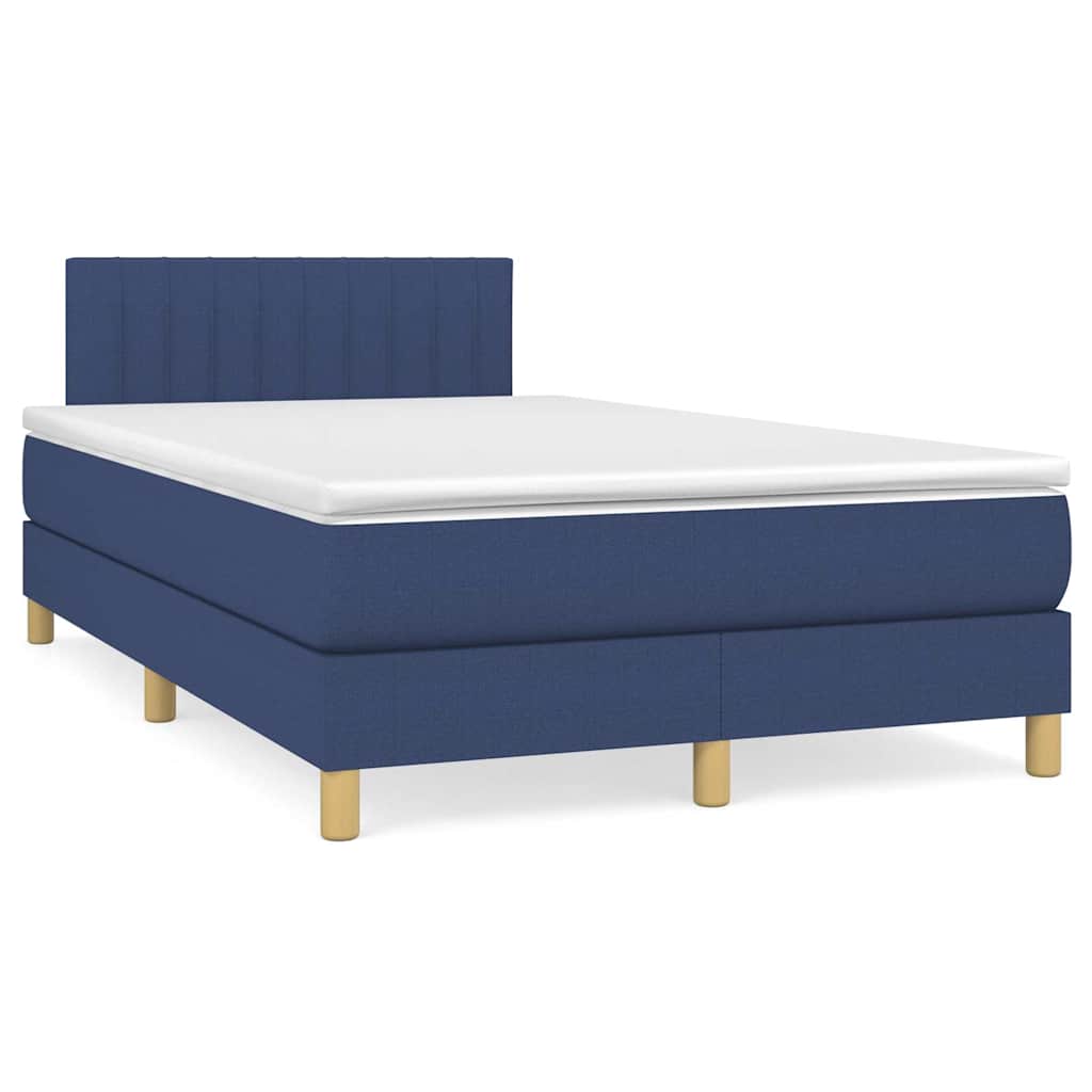 Boxspring met matras en LED stof blauw 120x190 cm – afbeelding 1