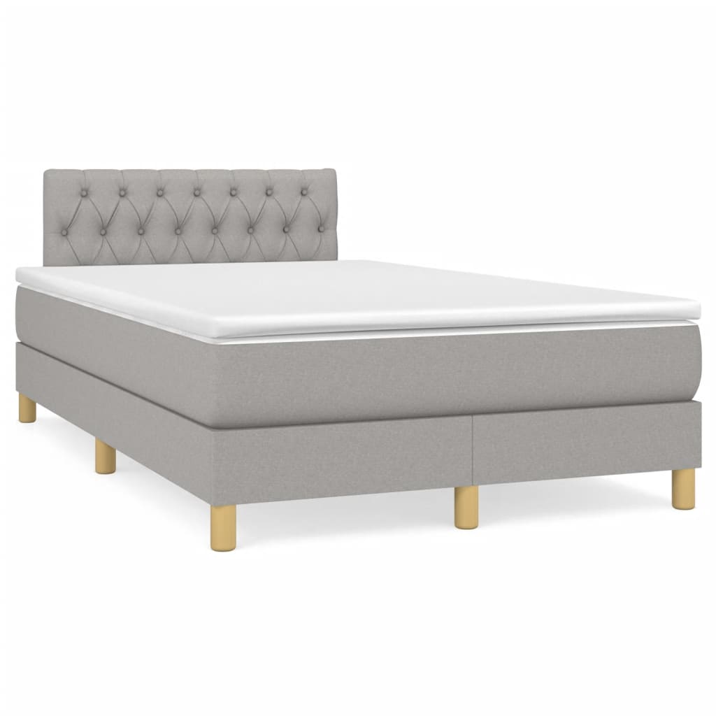 Boxspring met matras en LED stof lichtgrijs 120x190 cm – afbeelding 1
