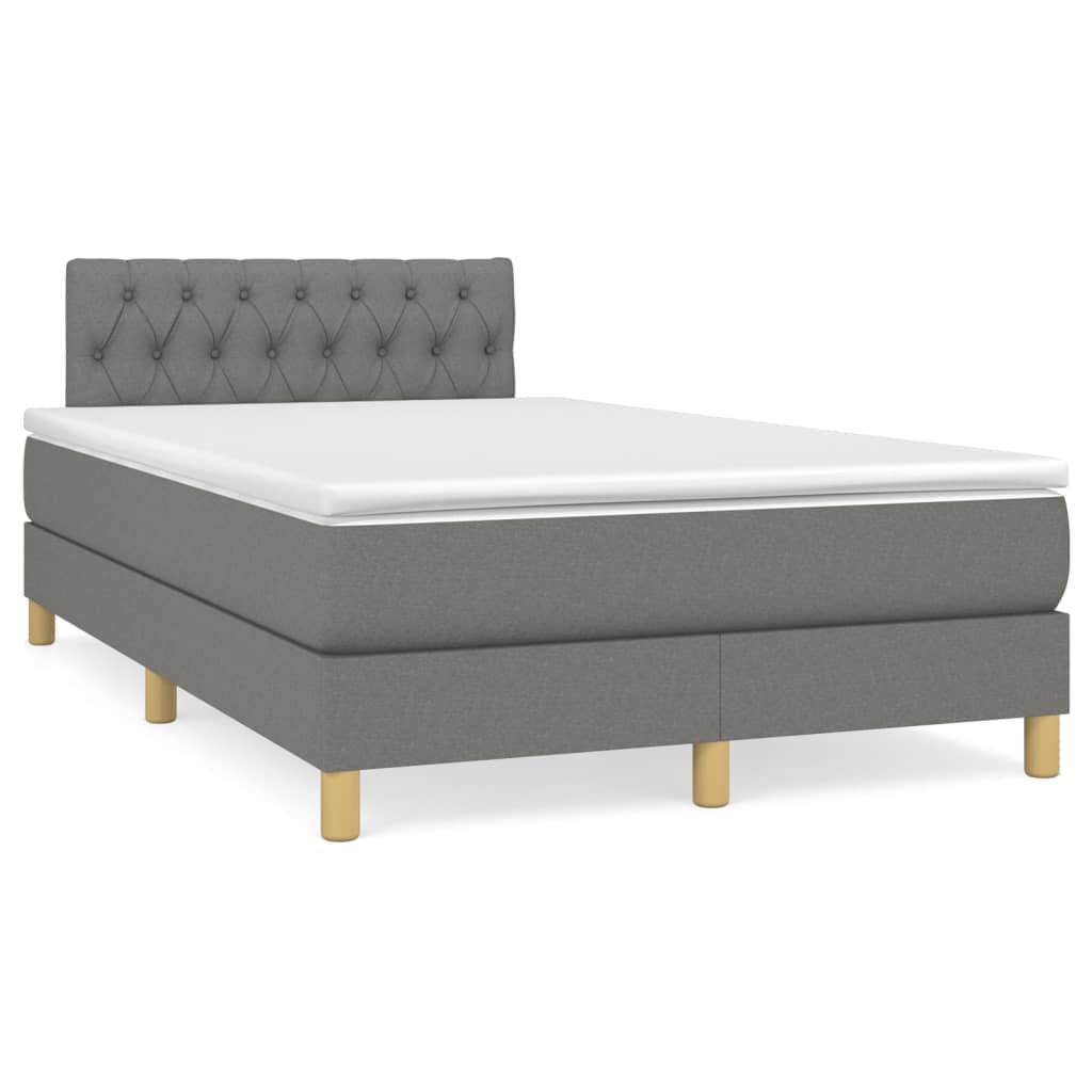 Boxspring met matras en LED stof donkergrijs 120x190 cm – afbeelding 1