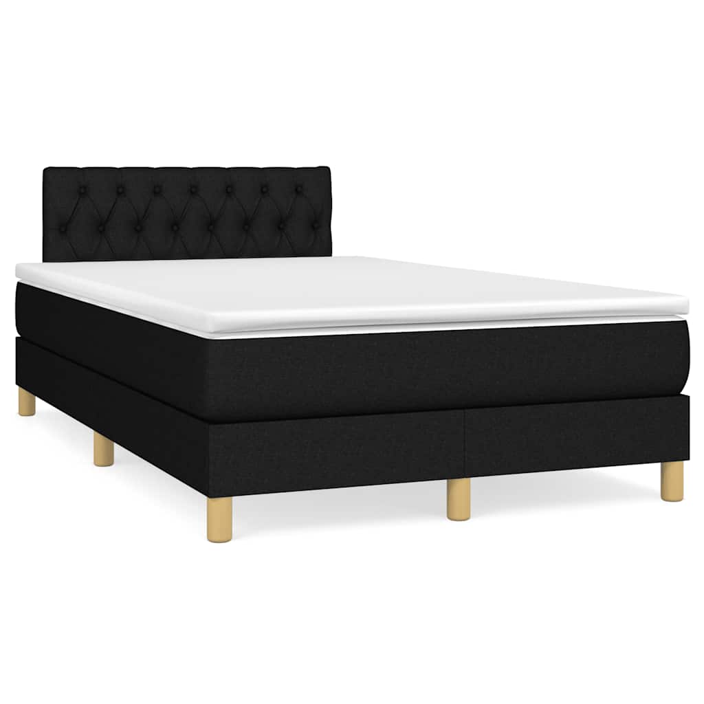 Boxspring met matras en LED stof zwart 120x190 cm – afbeelding 1