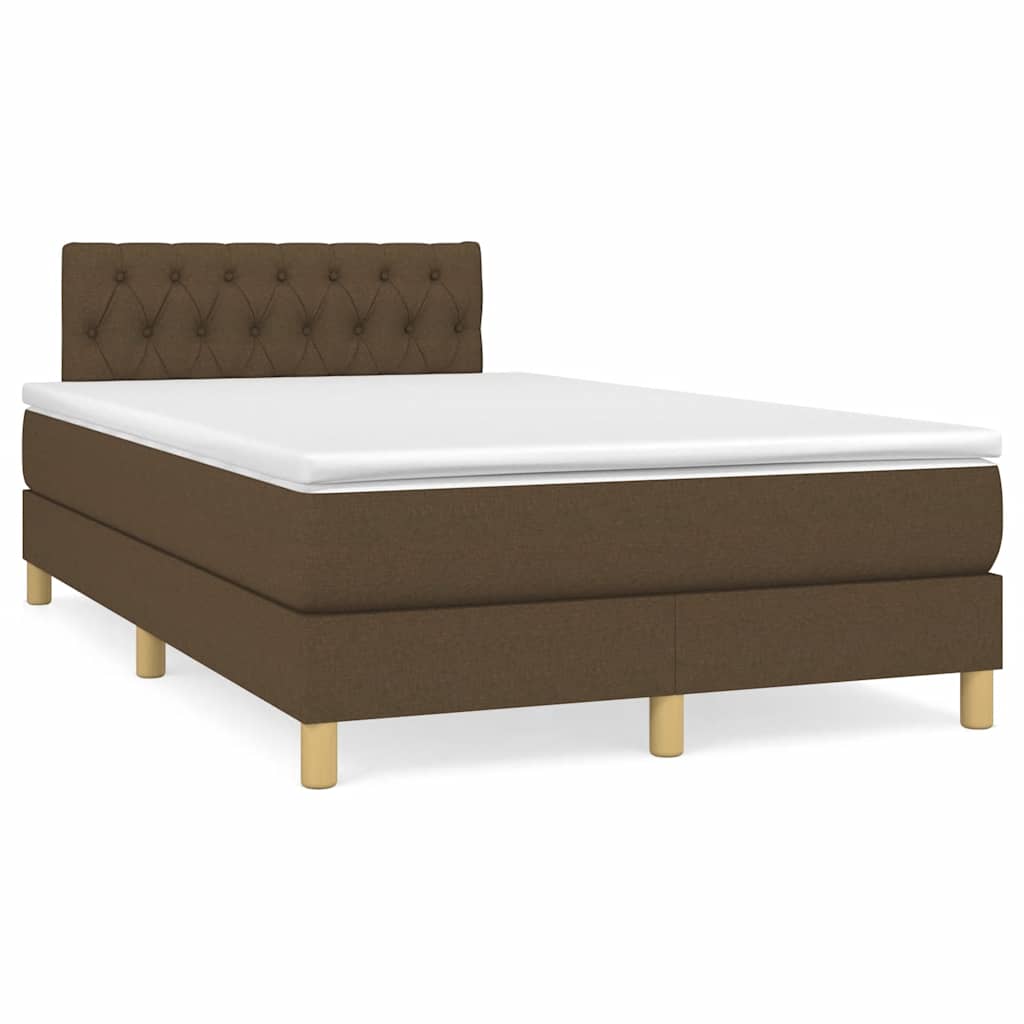 Boxspring met matras en LED stof donkerbruin 120x190 cm – afbeelding 1