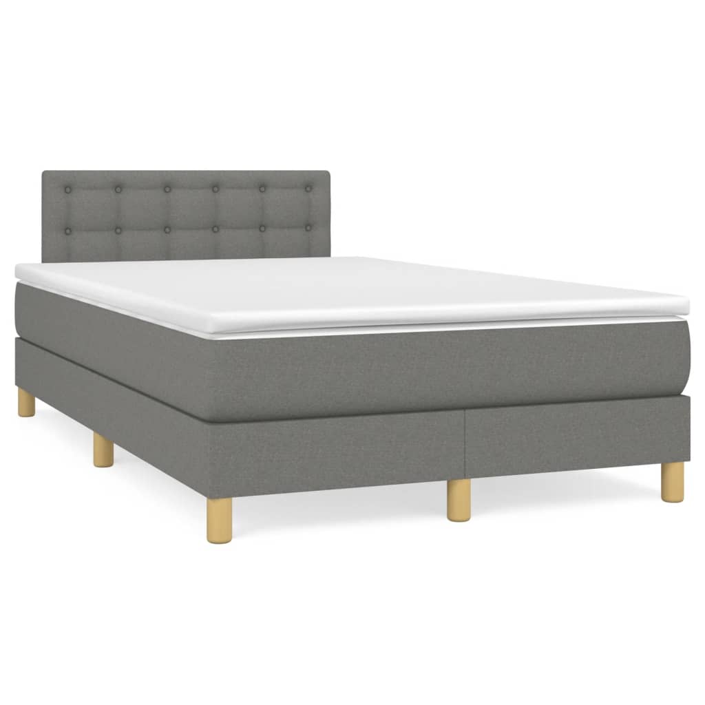 Boxspring met matras en LED stof donkergrijs 120x190 cm – afbeelding 1